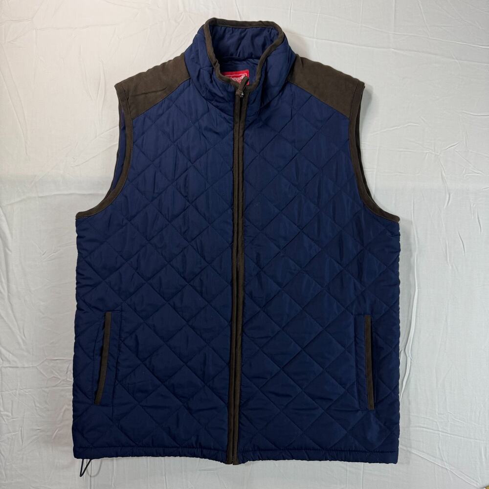 Coleman Mens Quilted Vest Large Blue Full Zip Outdoor Hiking Puffer